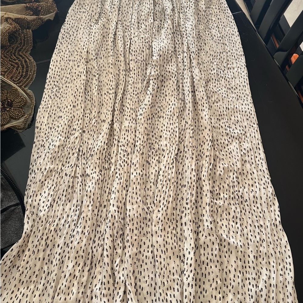 Zara Cream Pleated Maxi Skirt Resort Wear